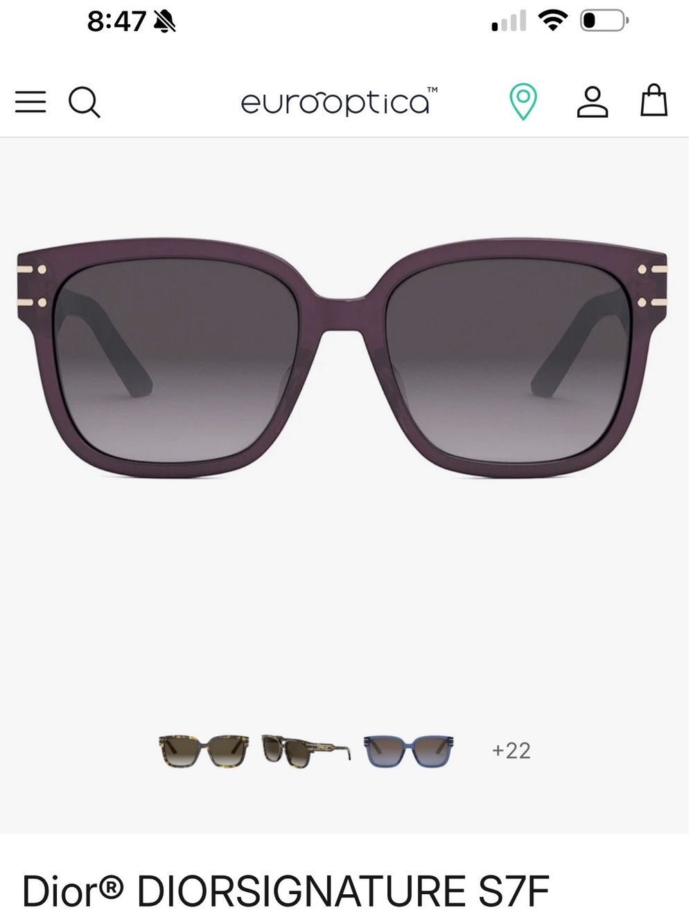 Dior Diorsignature Square Sunglasses in Plum with Gray Gradient Lenses